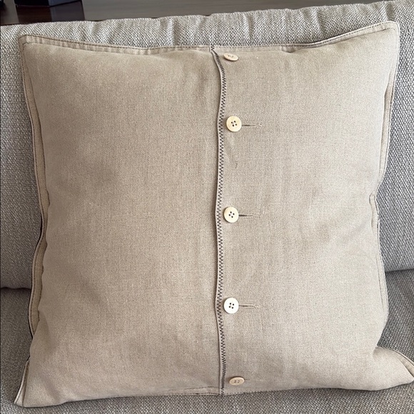 POTTERY BARN 20x20 Brown Leather Throw Pillow - Picture 2 of 4